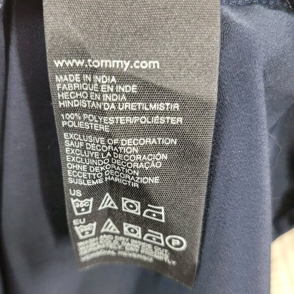 Tommy Hilfiger Maxi Dress Mediu Navy Blue Red Trim Pockets Lightweight Womens - Picture 8 of 8